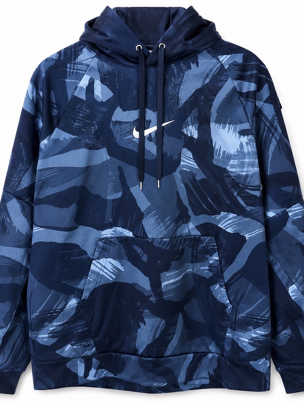 Nike Men's Black and Grey Camouflage Pullover Hoodie